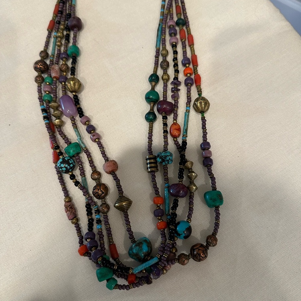 Vintage Bohemian Multicolor Beaded Necklace